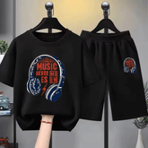 kids top Bottom Music Graphics Oversized T-Shirt and Pant Set